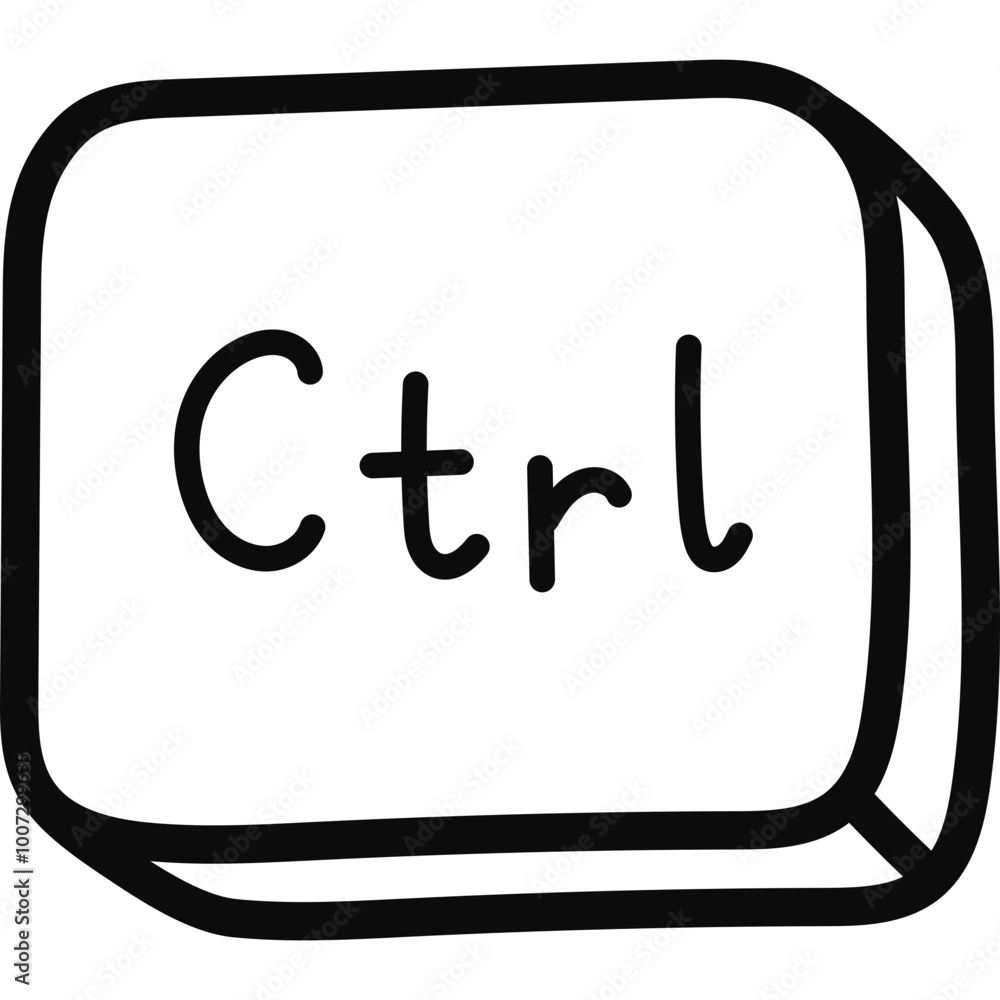 Fototapete Cute doodle Ctrl keyboard buttons. Copy and paste key for shortcuts for PC, computer and laptop. Key combination for insert text, images. Hand drawn clipart isolated on white with outline.