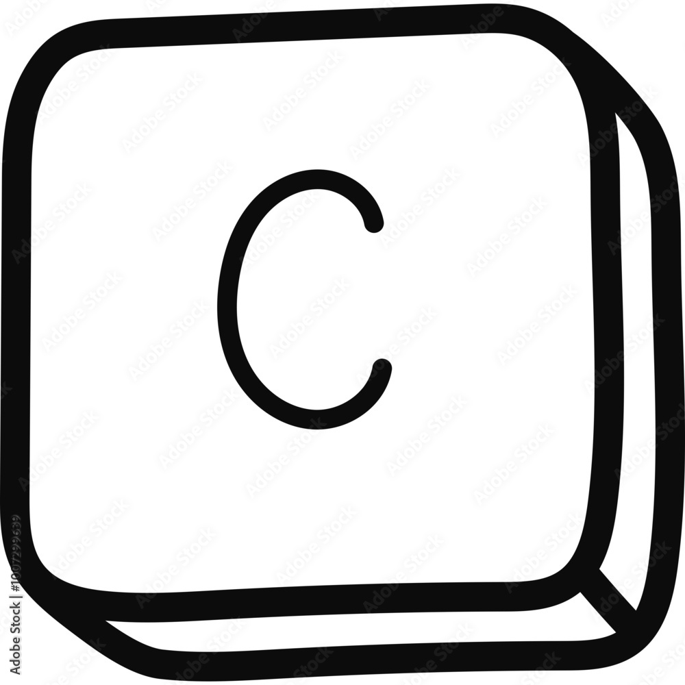 Poster cute doodle ctrl c keyboard buttons. copy key shortcuts for pc, computer and laptop. key combination