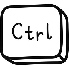 Cute doodle Ctrl keyboard buttons. Copy and paste key for shortcuts for PC, computer and laptop. Key combination for insert text, images. Hand drawn clipart isolated on white with outline.