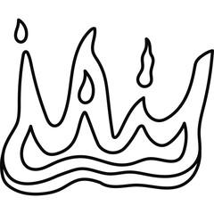 Cute doodle fire flame as badge of Y2k aesthetic. Burning volume fire icon and hot blazing campfire. Trendy outline nostalgic symbol from 90s and 00s. Hand drawn hot bonfire isolated on background.