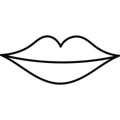 Cute simple doodle closed lips as symbol of Y2k aesthetic. Outline closed lips with lipstick as nostalgia for vintage and 1990s vibes. Vector hand drawn clipart isolated on white background.
