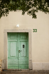 a green old door