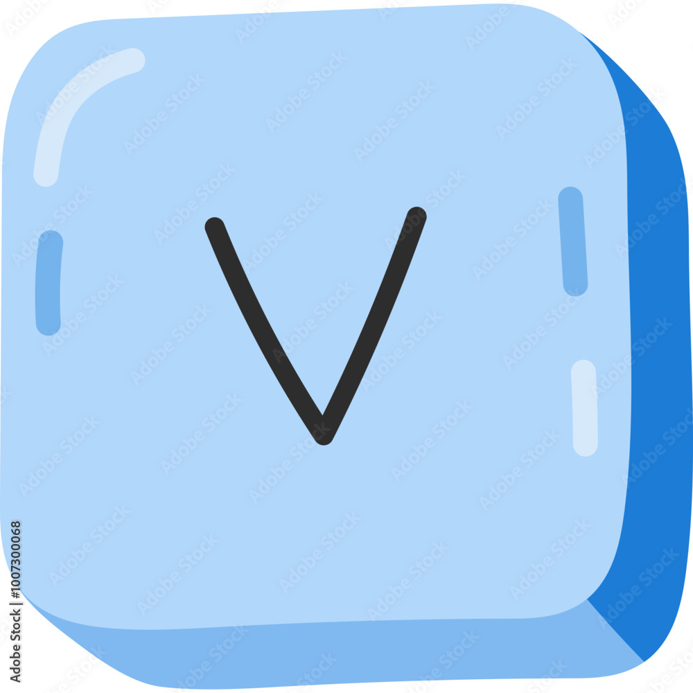 Poster cute cartoon blue ctrl v keyboard button. copy and paste key shortcuts for pc, computer and laptop. 