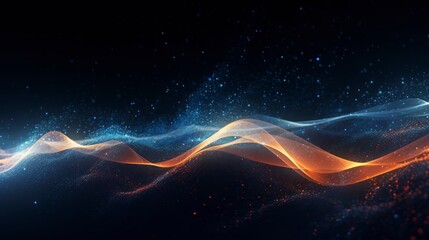 Fototapeta premium Abstract technology background waves and bokeh lights