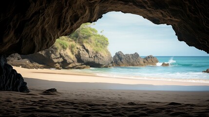 Fototapeta premium Beautiful view of the sea from the cave