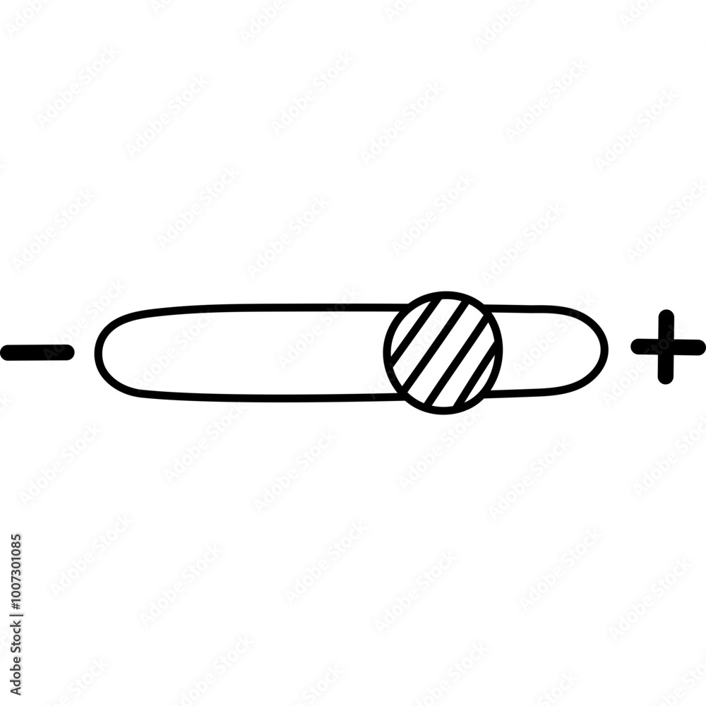 Fototapete Cute doodle toggles switch buttons for plus and minus. Mode switch buttons to make it bigger or smaller. Switch button interface isolated on white background.