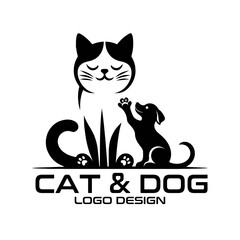 Cat And Dog Vector Logo Design
