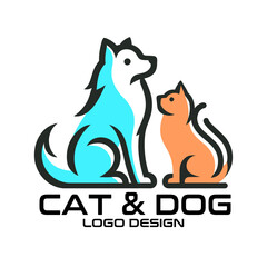 Cat And Dog Vector Logo Design