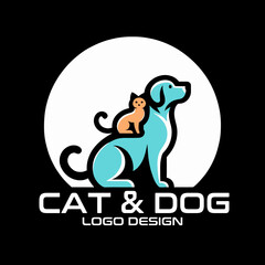 Cat And Dog Vector Logo Design