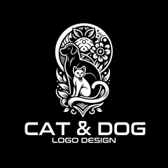 Cat And Dog Vector Logo Design
