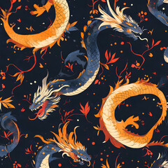 Fototapeta premium dragon seamless background
