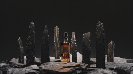 dark whisky bottle black slate
