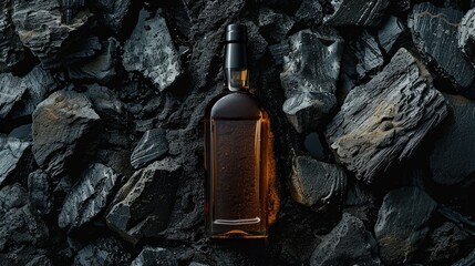 dark whisky bottle black slate
