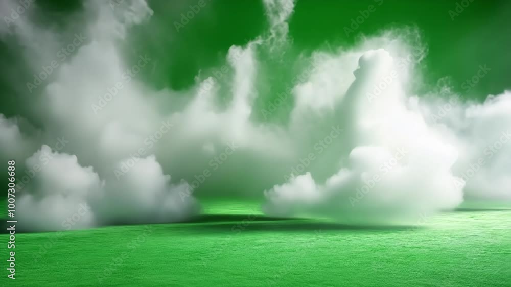 Aufkleber white clouds forming and dissipating on a seamless looping green screen background, perfect for visu