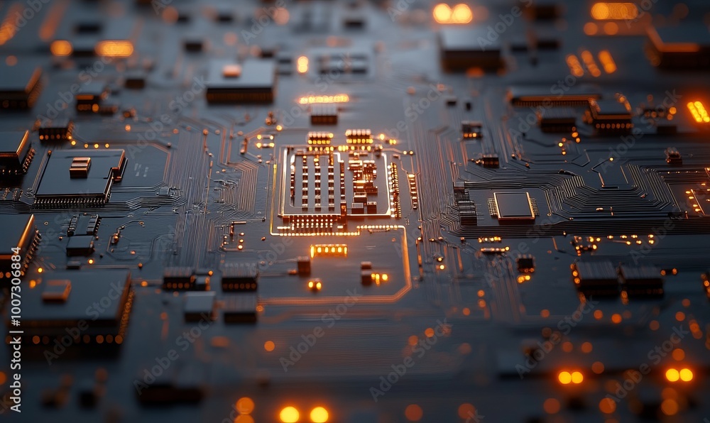 Poster background with printed circuit board. the concept of modern technologies.