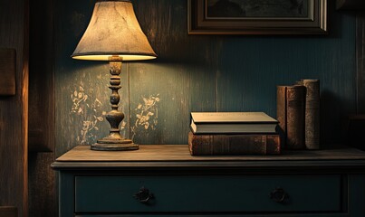 Book on dresser by table