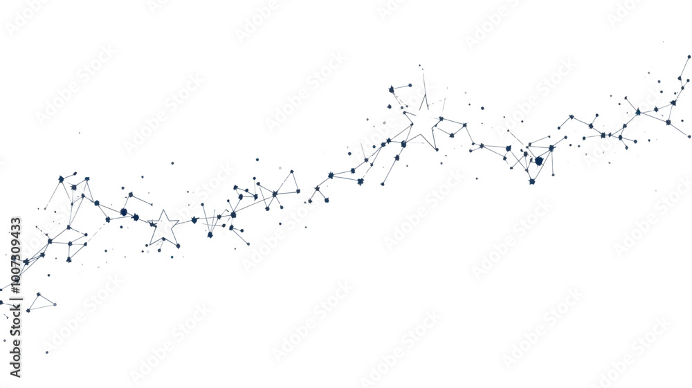 Poster abstract vector graphic of broken chain shape made of stars and points symbolizing freedom and relea