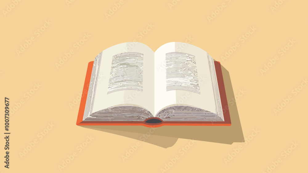 Poster open book illustration with shadow on yellow background ideal for education and reading concepts in 