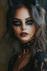 Fototapeta premium Scary makeup for halloween party, AI generated