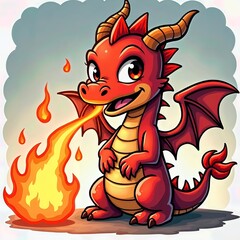 Cute Baby Dragon Breathing Fire