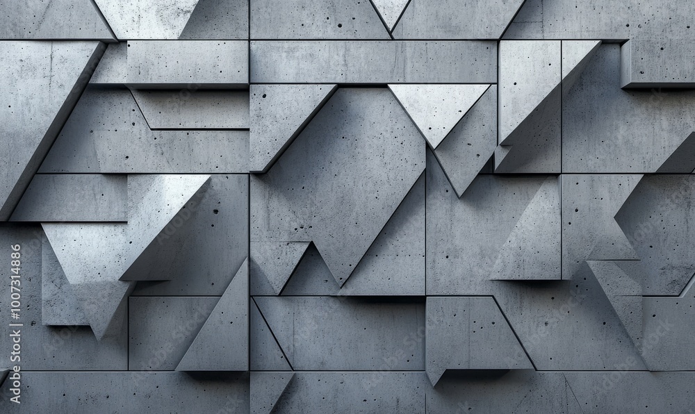 Poster mosaic tiles arranged in the shape of a wall. futuristic wall. concrete, triangular bricks stacked t