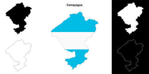 Comayagua department outline map set