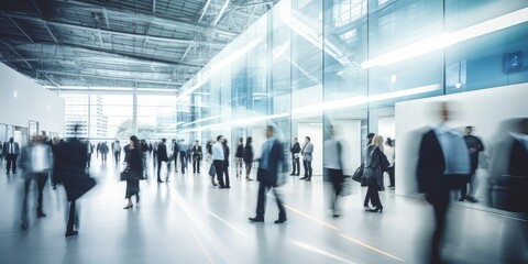 Business people commuter rush hour walking motion cityscape concept blurred