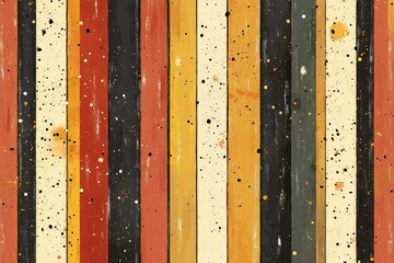 Hand-Drawn Vertical Striped Pattern with Speckles in Fall Colors