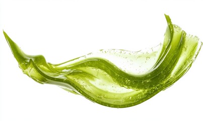 Aloe Vera Gel transparent, slightly green tinted smear against a white background