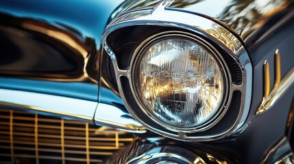 Vintage Car Headlight Close-up