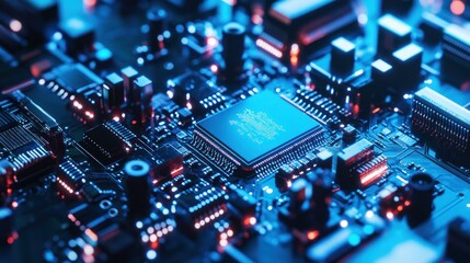 Obraz premium Circuit Board with Central Processor