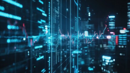 Futuristic Cityscape with Data Visualization