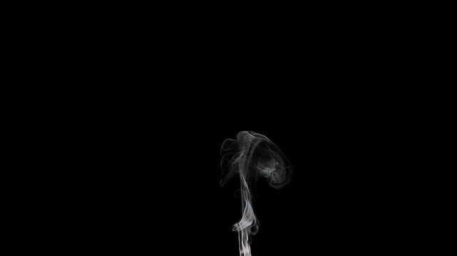 Thin, crisp wisps of smoke rising gently, alpha channel for transparent background, 4K 30P