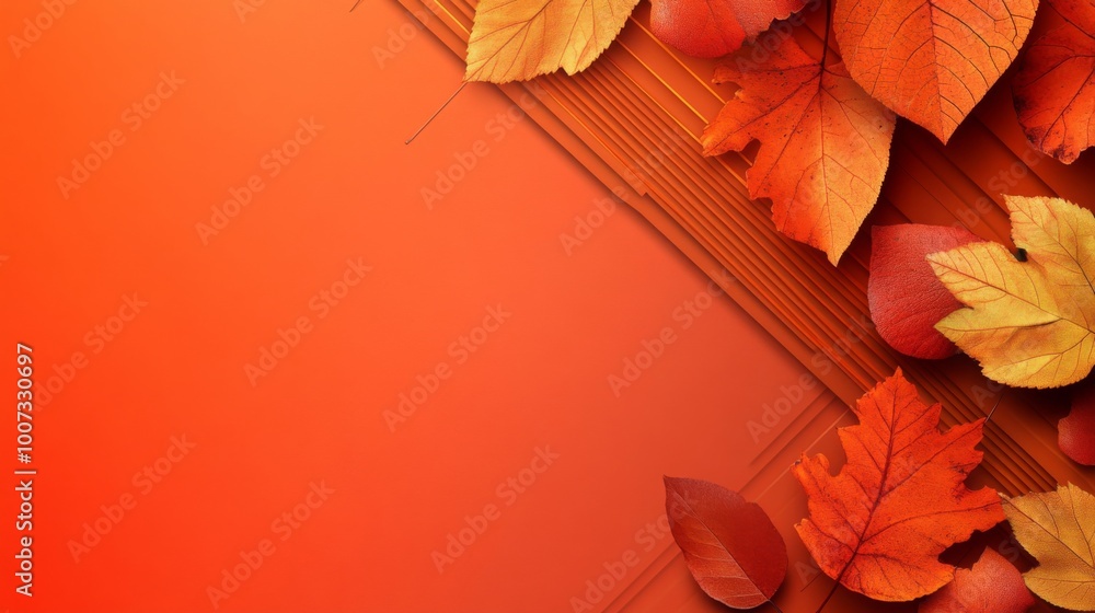 Poster a burnt orange autumn background design featuring lines and angles, creating a warm and inviting atm