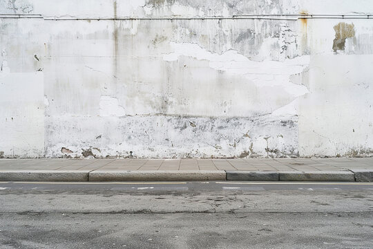 Fototapeta A wall with a white background and a grey brick wall, generative ai image.,