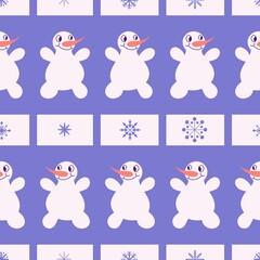 Winter seamless snowman pattern for fabrics and textiles and packaging