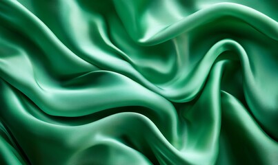 Obraz premium Abstract design of green silk waves, creating a fascinating visual aesthetic