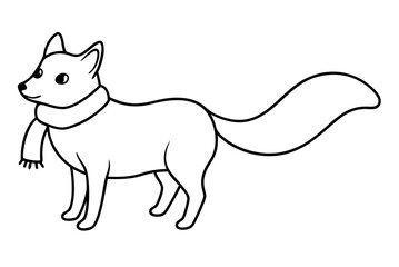 Charming Vector Illustration of an Arctic Fox Wearing a Cozy Scarf

