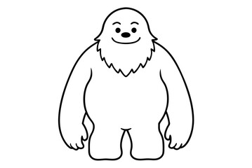 Vector Illustration of a Friendly Yeti Smiling in a Snowy Landscape with Playful Animals and Bright Colors
