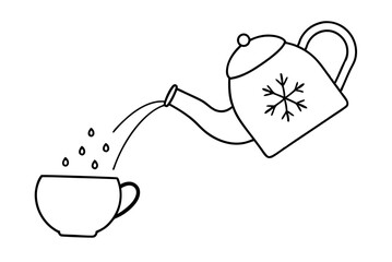 Warm Up with a Teapot Pouring Tea into a Winter Wonderland Cup Vector Illustration
