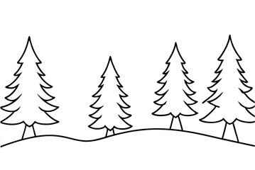 Fototapeta premium Enjoy the Serenity of a Line of Snow Covered Pine Trees in a Beautifully Designed Vector Illustration 