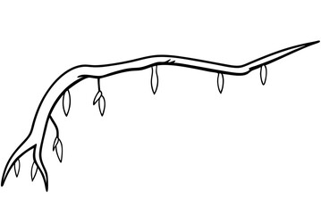 Serene Frozen Tree Branch Vector Illustration Evoking Winter's Peaceful Essence
