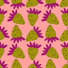 Cartoon summer fruit seamless strawberry pattern for birthday wrapping paper