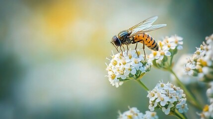Close-Up of Bee on Delicate White Flower