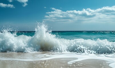 Wave breaking on a paradisiacal beach