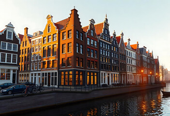 Obraz premium The beautiful image of the Amsterdam city and houses