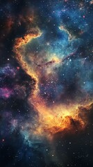 Fototapeta premium Nébuleuse colorée dans l'espace profond, étoiles brillantes, fond d'écran
