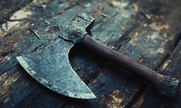 Ancient engraved battle axe
