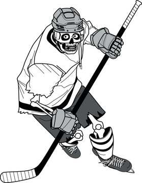 recommend clip art: HOCKEY Player SKELETON skating with stick, Halloween print, sticker, line drawing illustration, skull, vector eps file, with the ability to change colors for details
