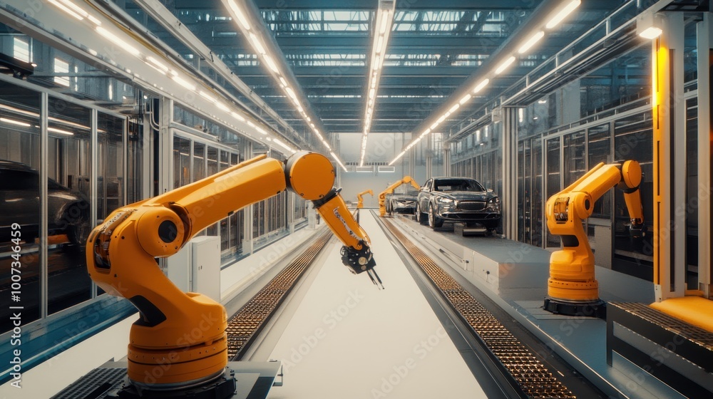 Poster assembly line robotics